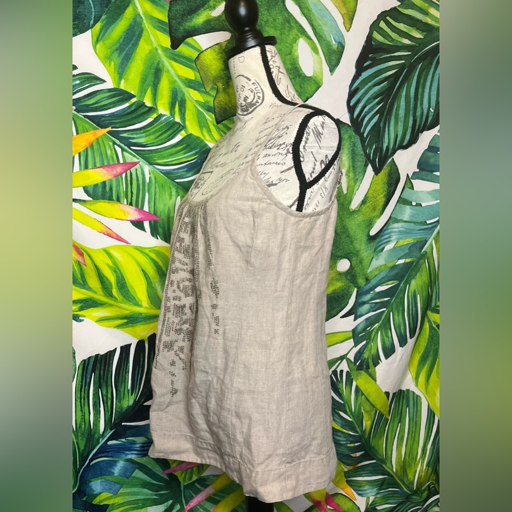 Eileen Fisher XS/S Taupe Beige Sequin Embroidered Adjustable Strap Camisole Tank - Picture 4 of 7